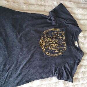Black Graphic T-Shirt with Gold Print
